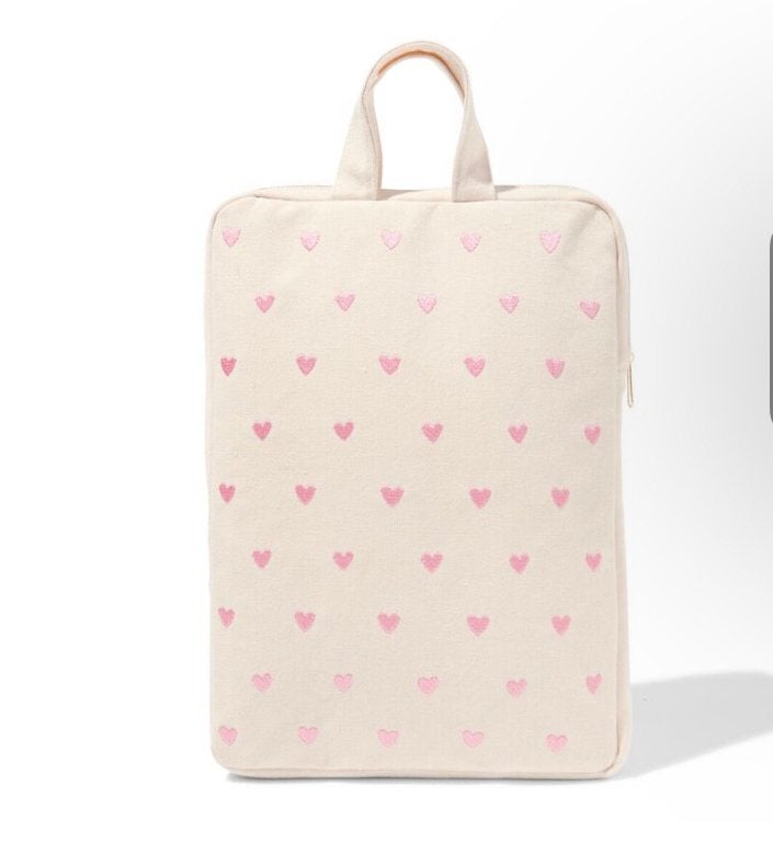 Hema laptop tas met harten hartjes roze crème, Overige typen, Ophalen of Verzenden, Zo goed als nieuw, Meerkleurig