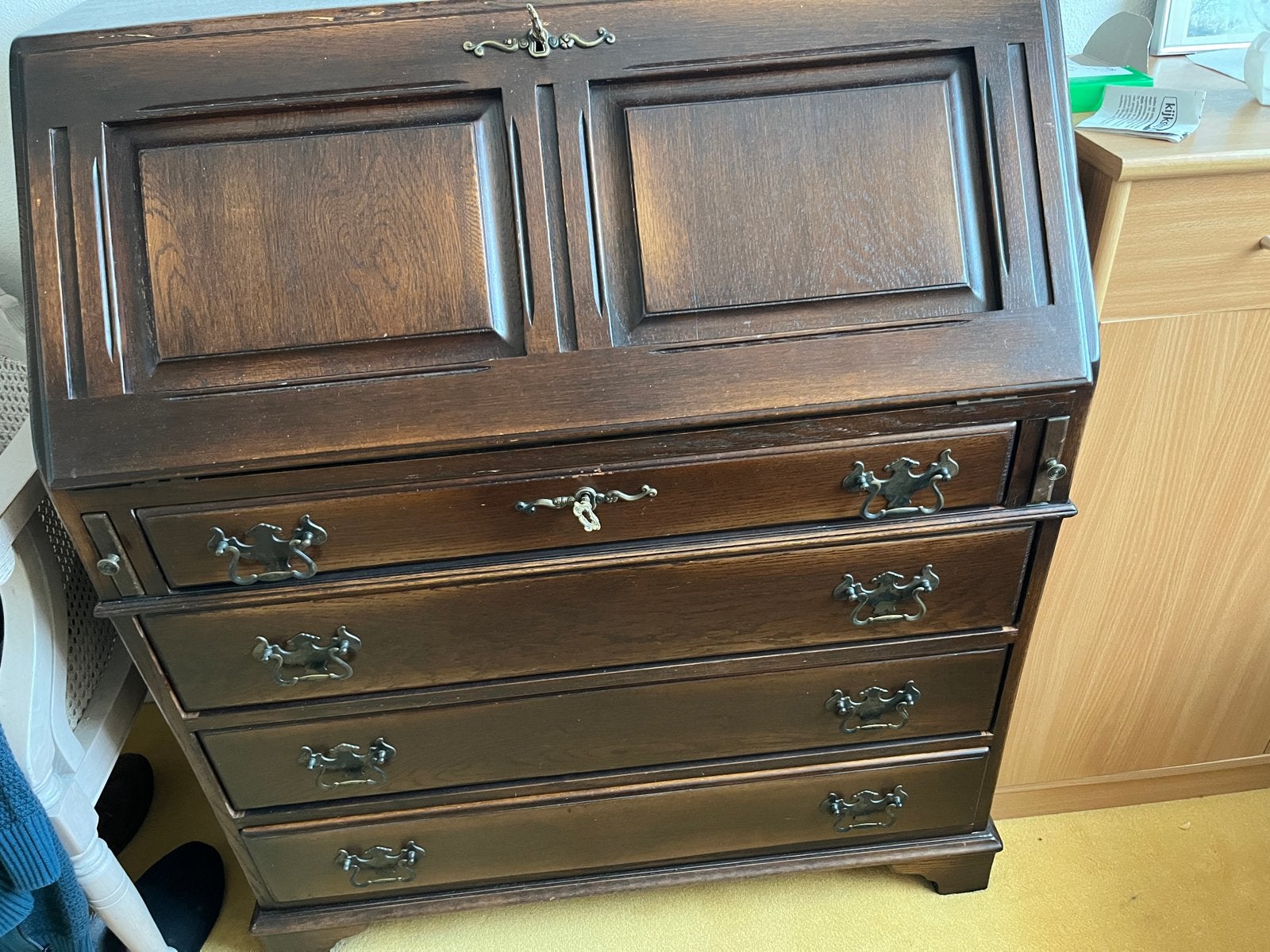 houten secretaire met lades, Ophalen