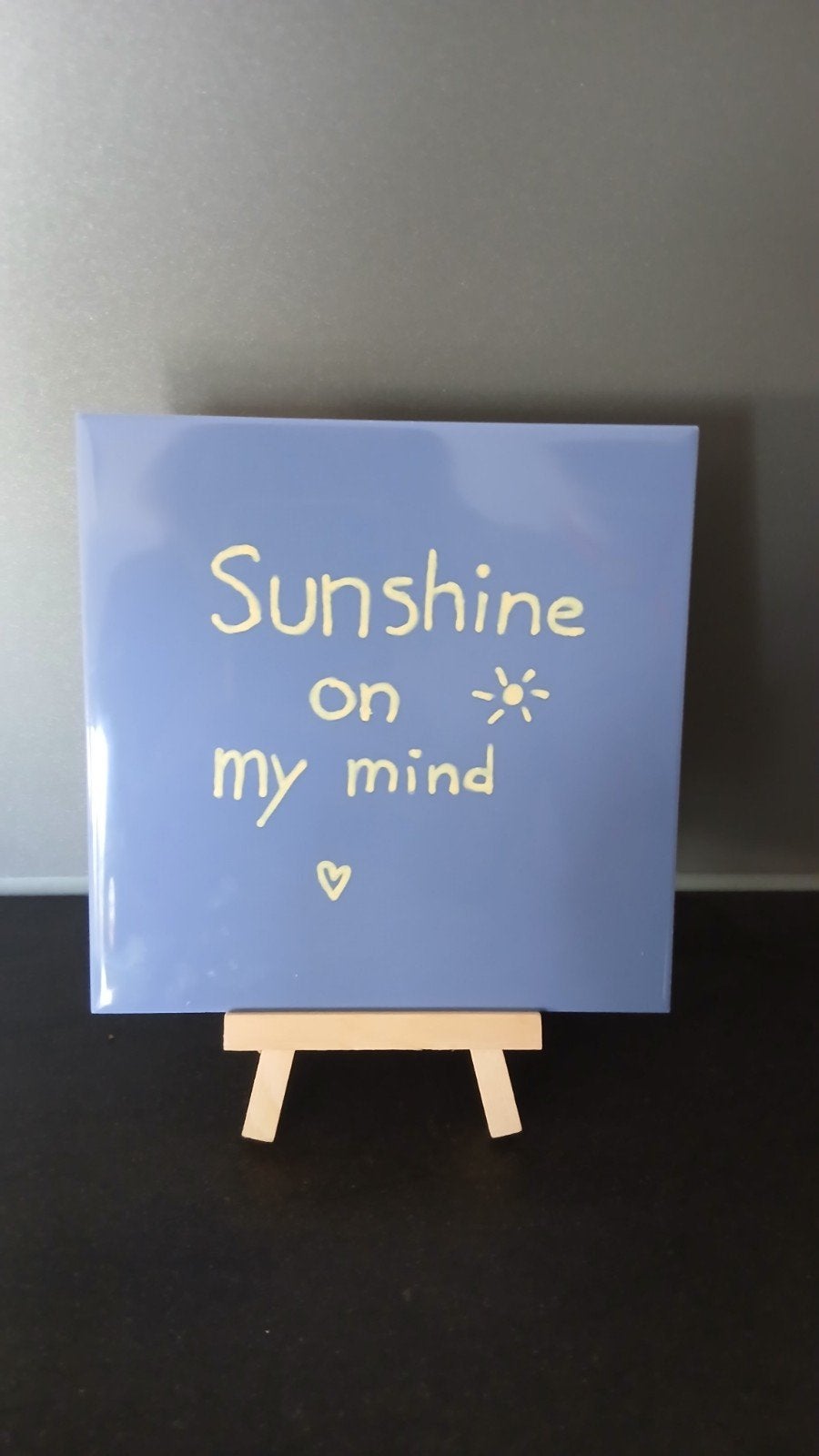 Tegeltje met spreuk "Sunshine on my mind", Ophalen, Nieuw, Handgemaakt, Tegeltje
