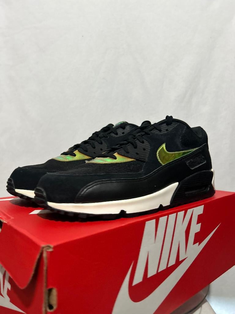 ALS NIEUW Maat 47,5 - Nike Air Max 90 Premium Black Hologram, Kleding | Heren, Verzenden, Zwart, Nike, Nieuw