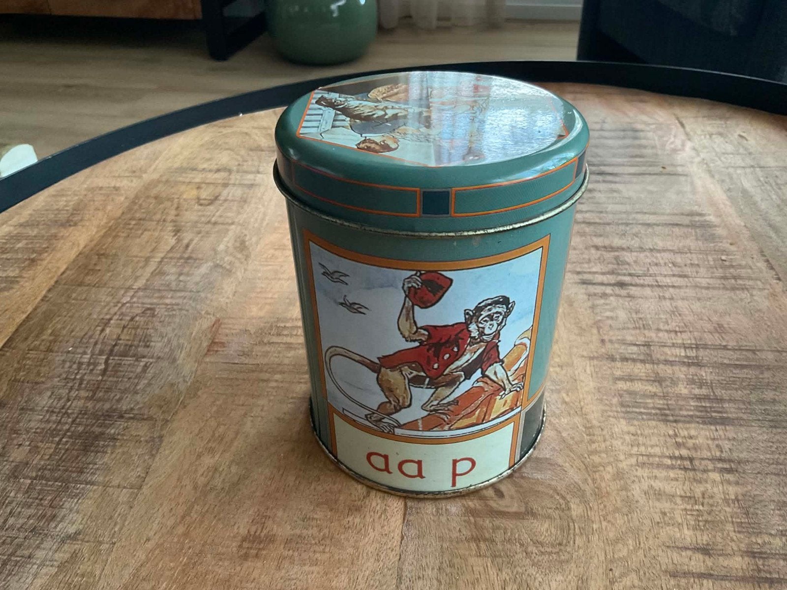 Vintage blik Aap Noot Mies - Verzamelobject, Verzamelen, Blikken, Ophalen of Verzenden