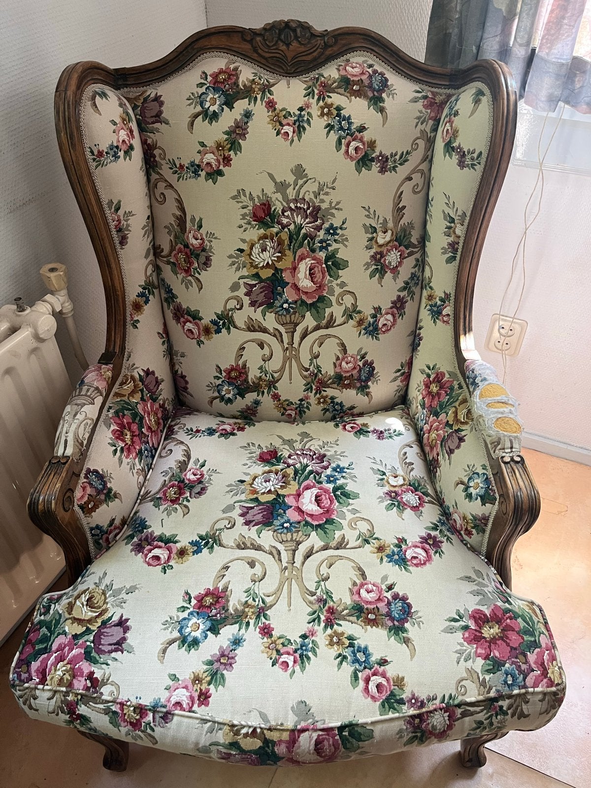 Vintage Fauteuils met Bloemmotief - Set of Los, Antiek en Kunst, Ophalen