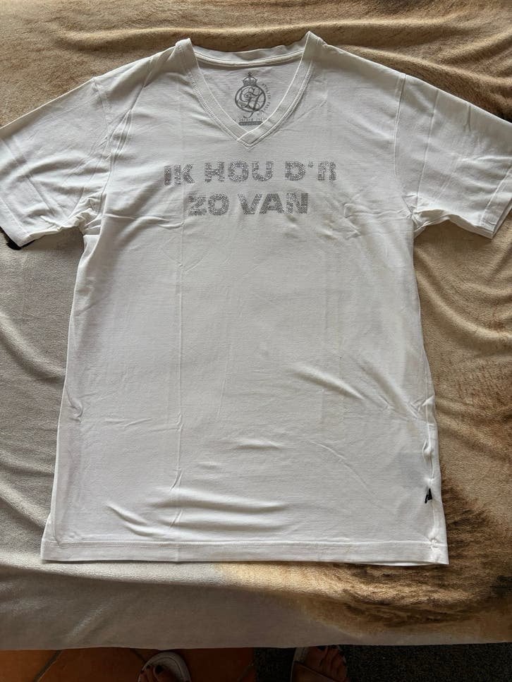 Gerard Joling V-hals wit T-shirt met glittersteentjes, Kleding | Dames, Ophalen, Wit, Maat 42/44 (L), Zo goed als nieuw