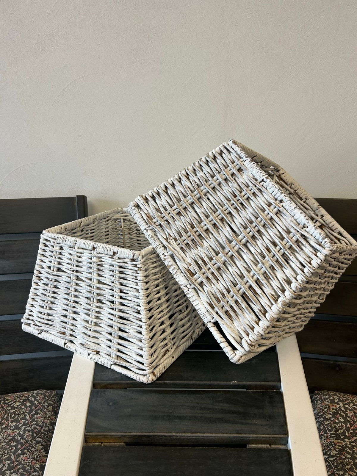 Set van 2 rieten lampenkappen Brocante, Ophalen, Gebruikt, Overige materialen