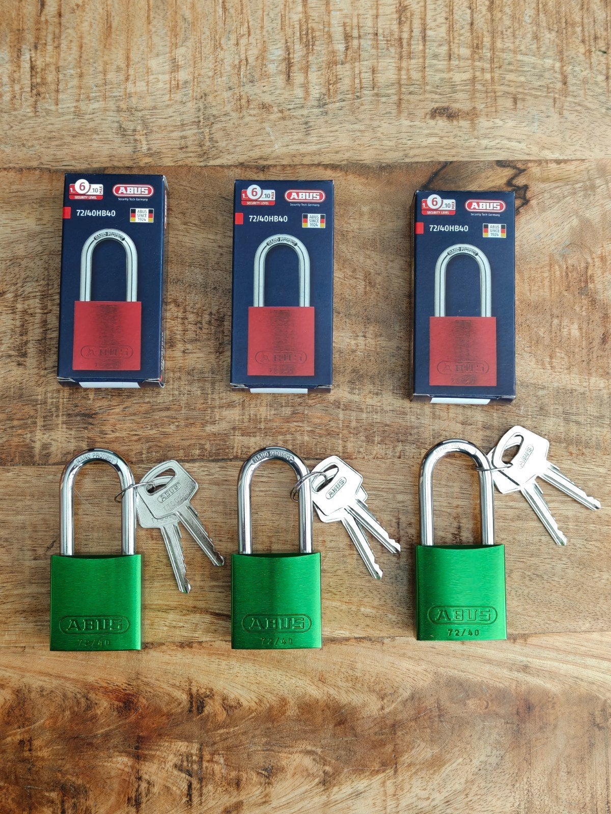 ABUS Hangsloten 72/40HB40 Groen 3-stuks gelijksluitend, Ophalen of Verzenden, Nieuw, Overige materialen, Slot