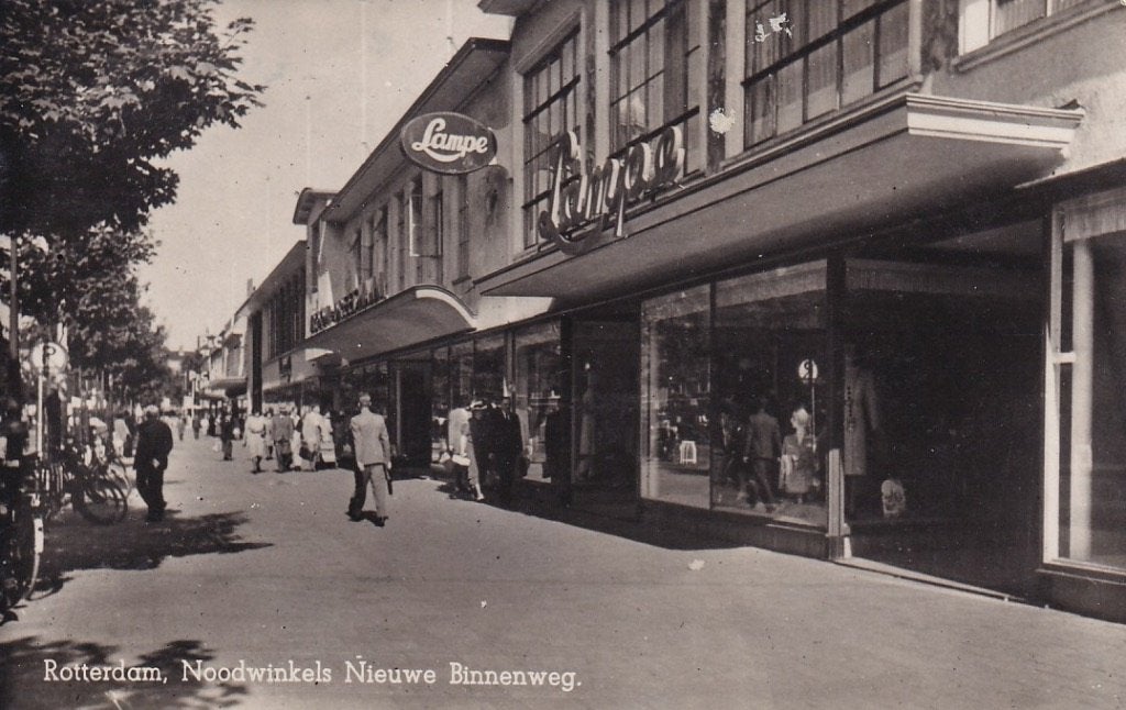 732Z Rotterdam Nieuwe Binnenweg noodwinkelcentrum, Ophalen of Verzenden, 1940 tot 1960, Gelopen, Zuid-Holland