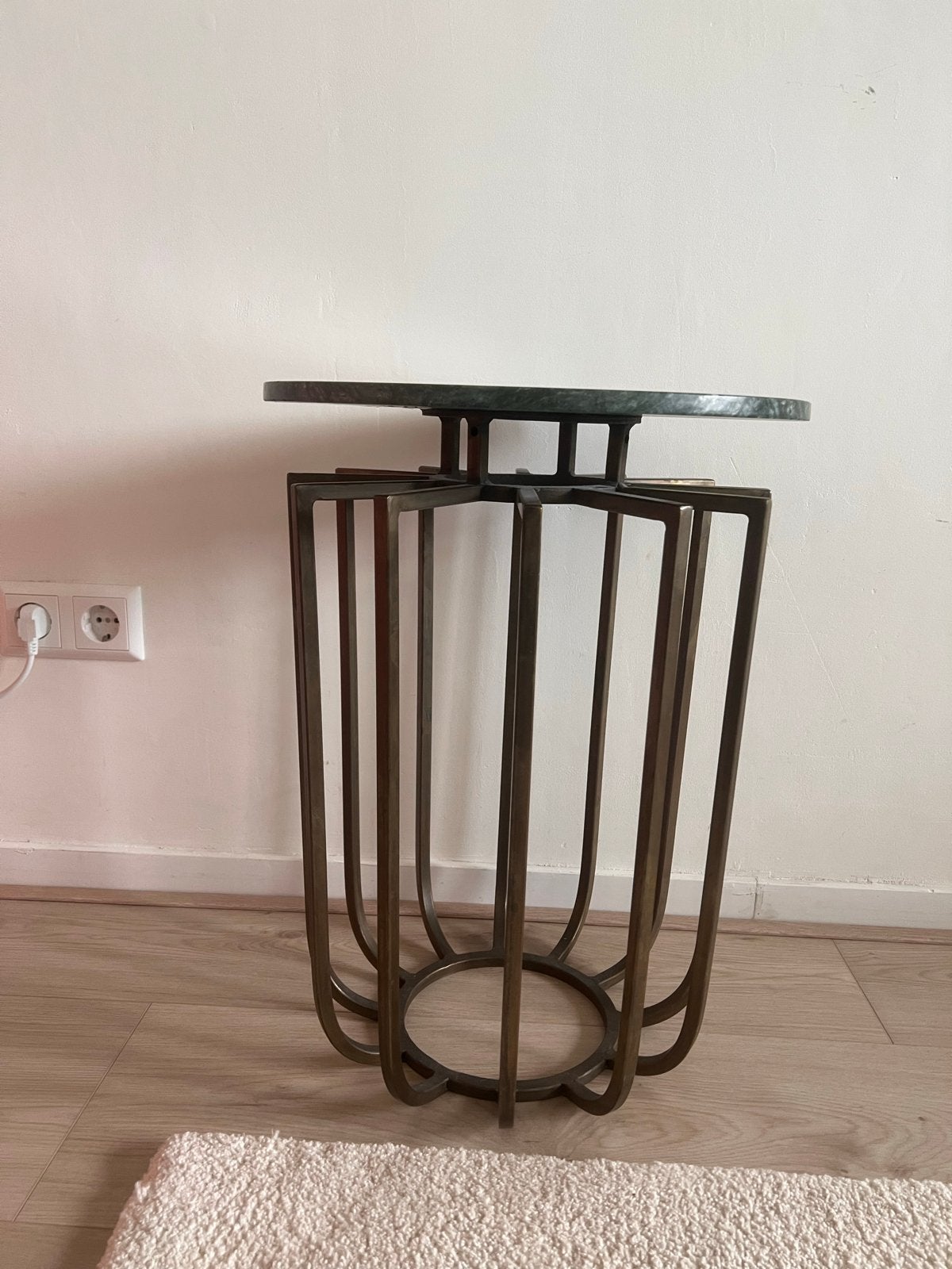 Loods 5 Groene Marmeren Bijzettafel, Overige materialen, Minder dan 55 cm, Rond, Zo goed als nieuw