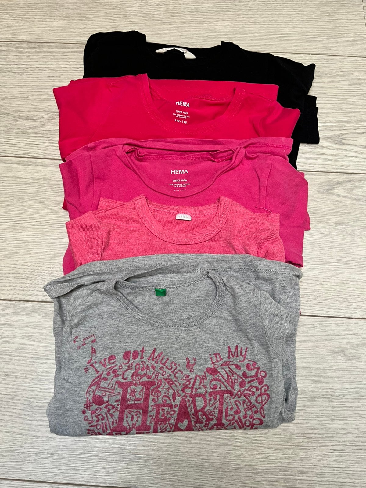 5 shirtjes maat 110/116, Kinderen en Baby's, Kinderkleding | Maat 110, Ophalen of Verzenden, Gebruikt, Meisje, Shirt of Longsleeve