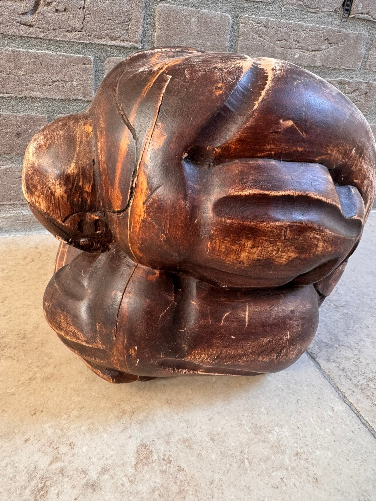 Yogi man bouddha beeld hout groot, Ophalen, Gebruikt