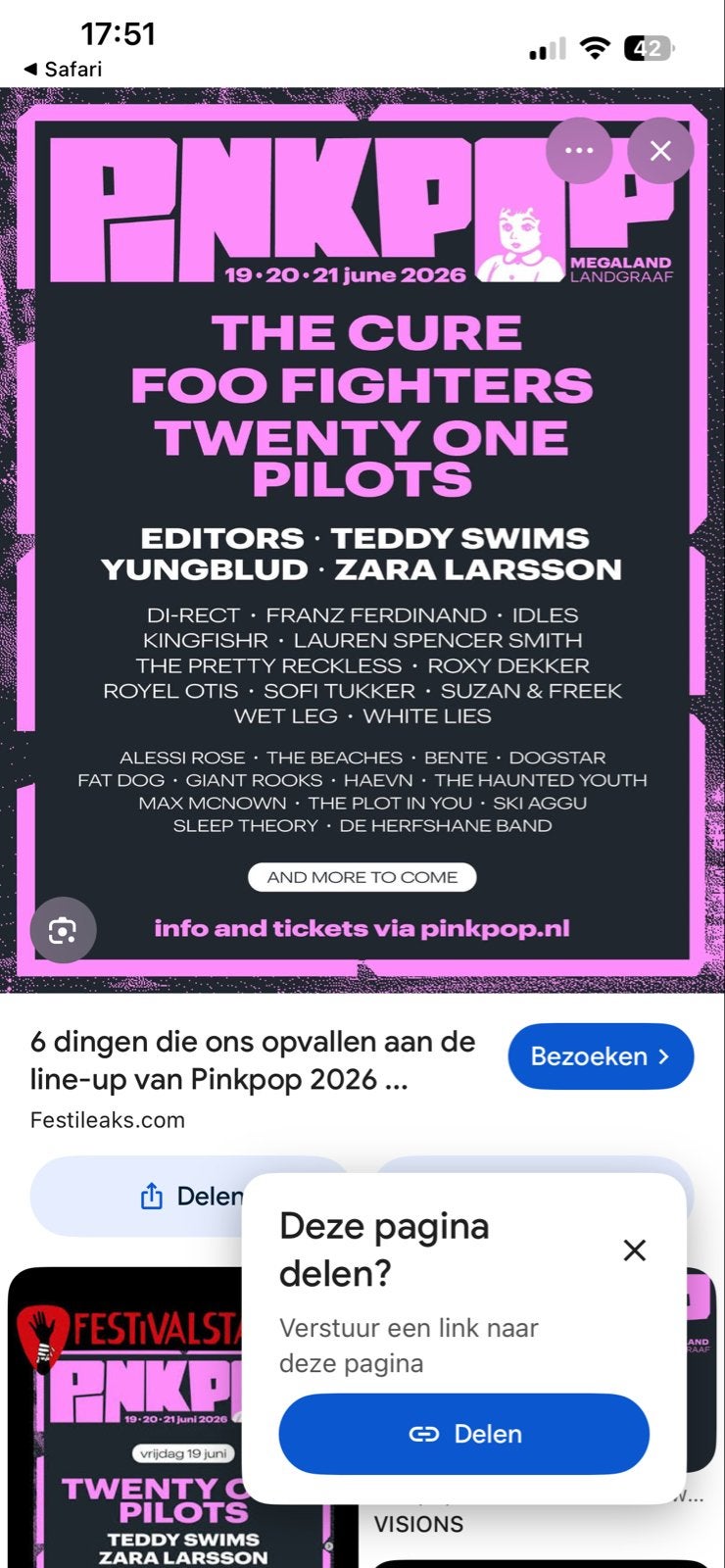 Pinkpop 2026 zondag 2 tickets, Tickets en Kaartjes, Twee personen