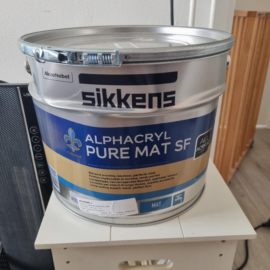 Alphacryl 10 ltr mat roomwit, Doe-het-zelf en Verbouw, Verf, Beits en Lak, Ophalen, Overige kleuren, 5 tot 10 liter, Nieuw