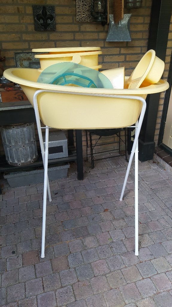 babybadje met standaard en ....., Ophalen, Gebruikt, Badje, Standaard
