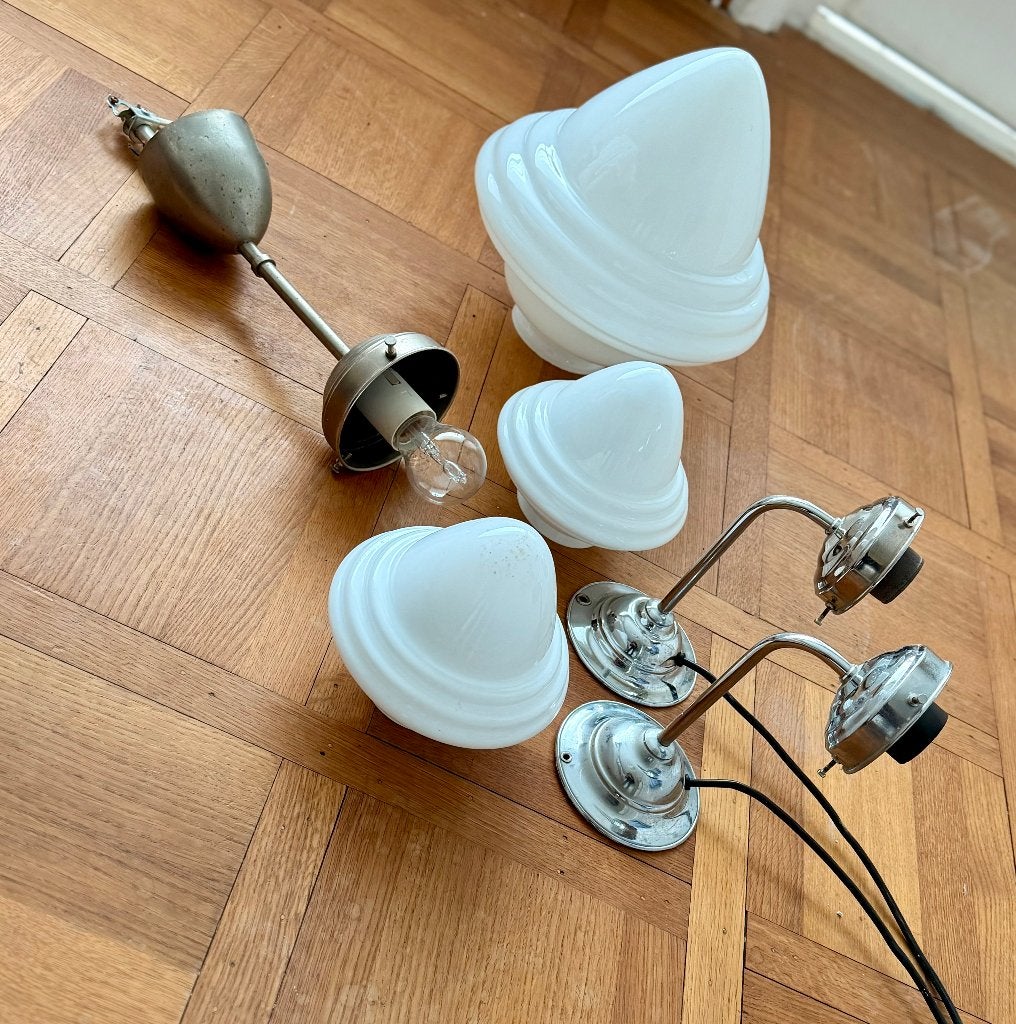 Art Deco lampen, Ophalen, Gebruikt, Glas, Minder dan 50 cm