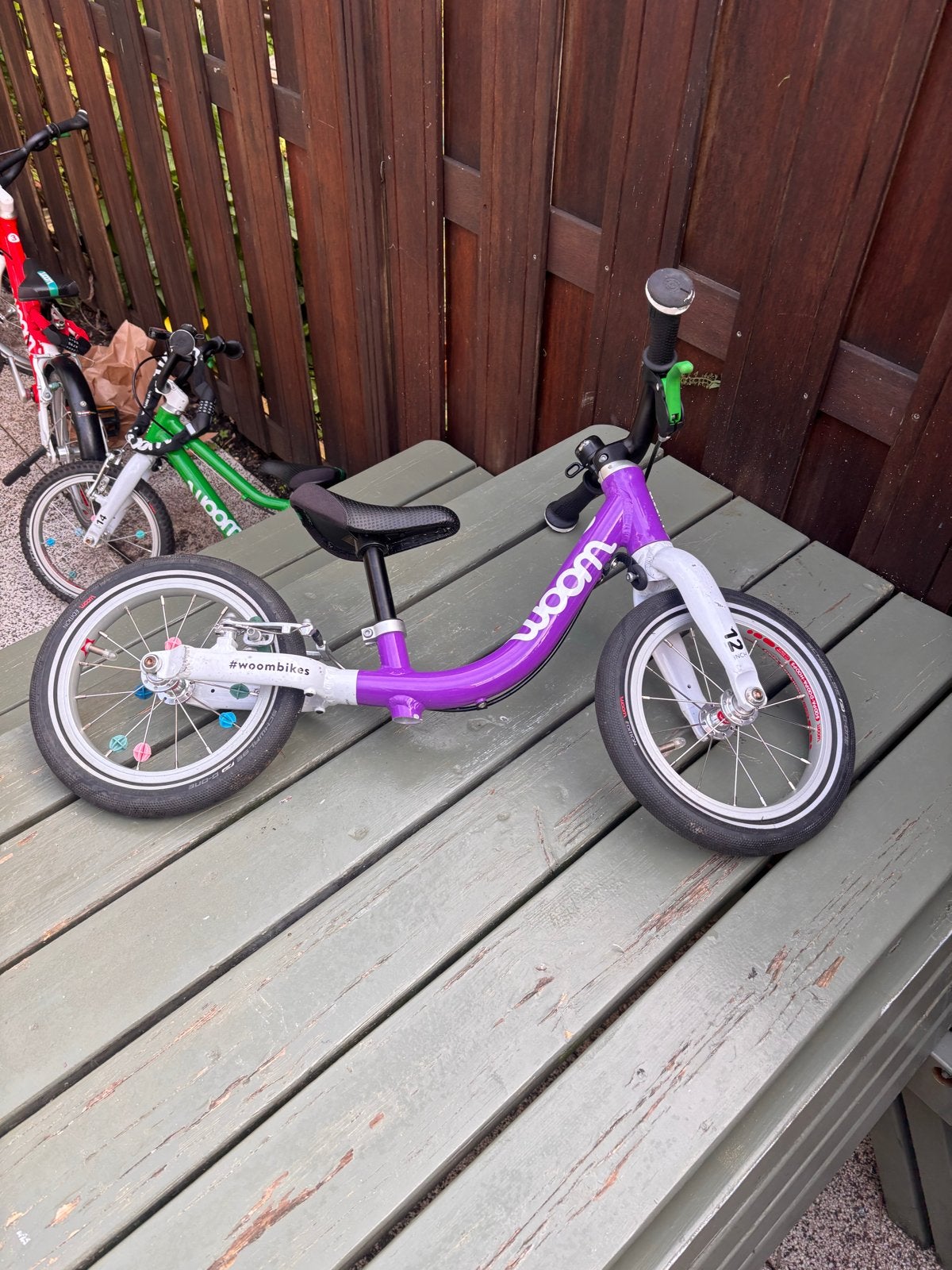 Woom 1 loopfiets paars - 12 inch, Ophalen, Gebruikt, Velgrem, Minder dan 16 inch