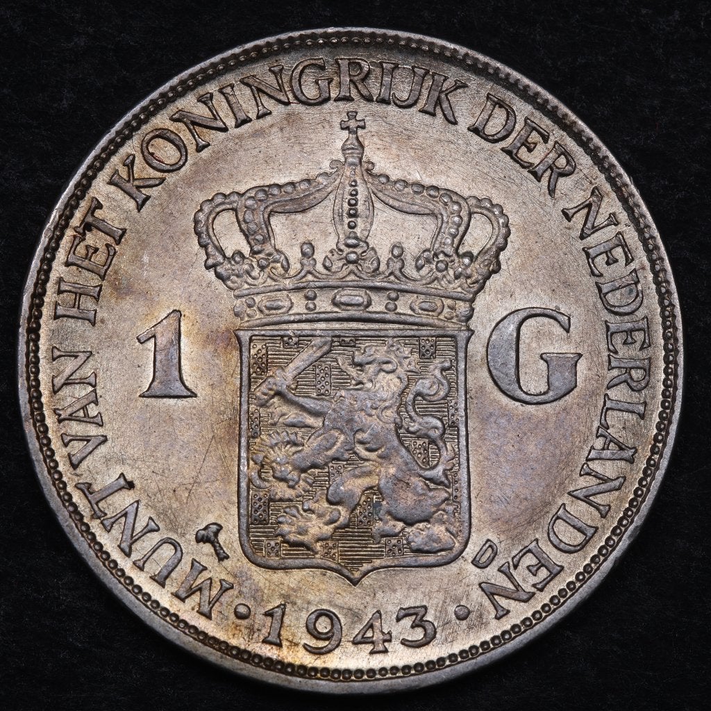 Gulden 1943. Unc. (P), 1 gulden, Zilver, Ophalen of Verzenden, Koningin Wilhelmina
