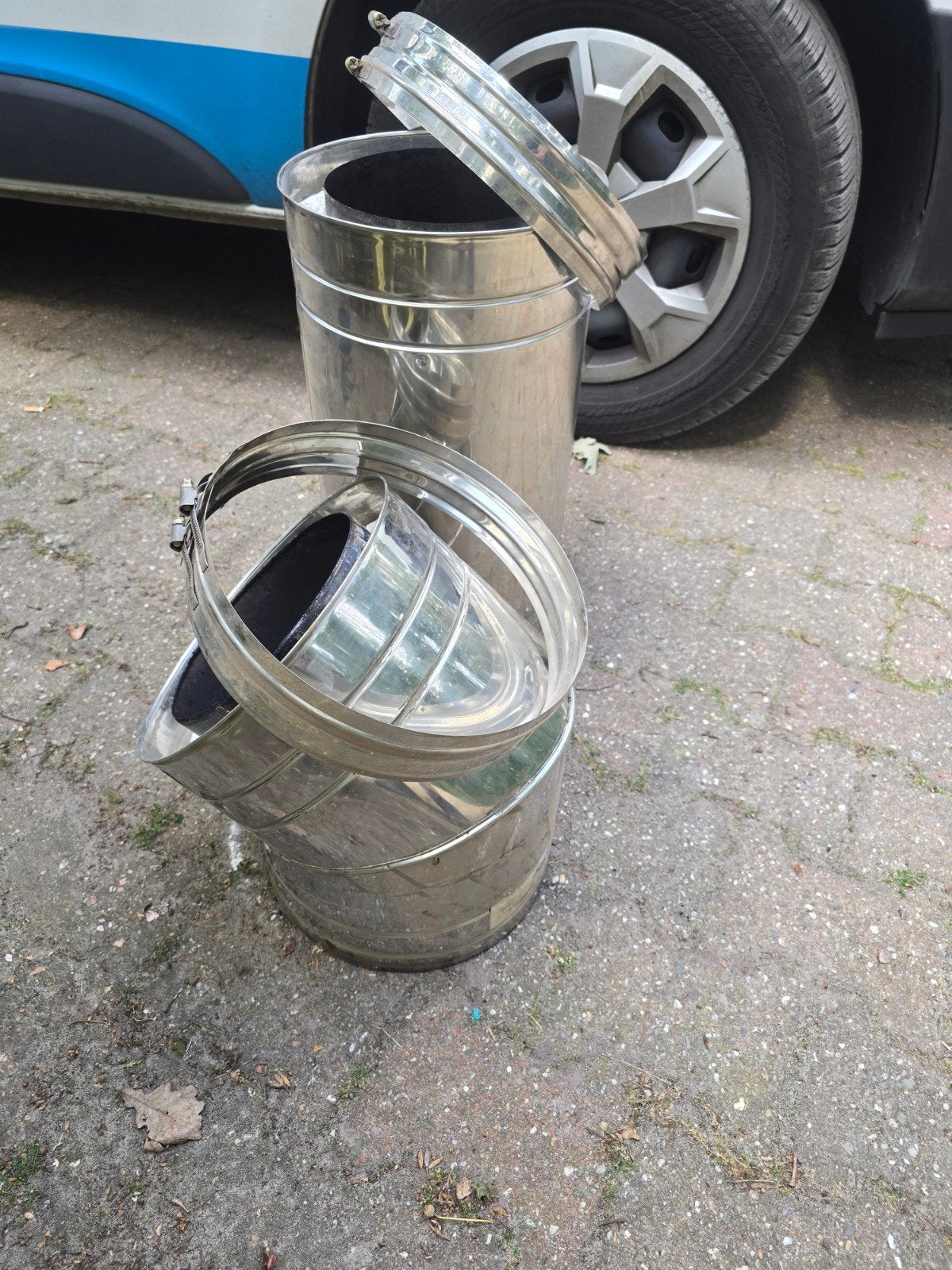 Dubbelwandige RVS Kachelpijp - Gebruikt, Ophalen of Verzenden, Gebruikt, Overige soorten