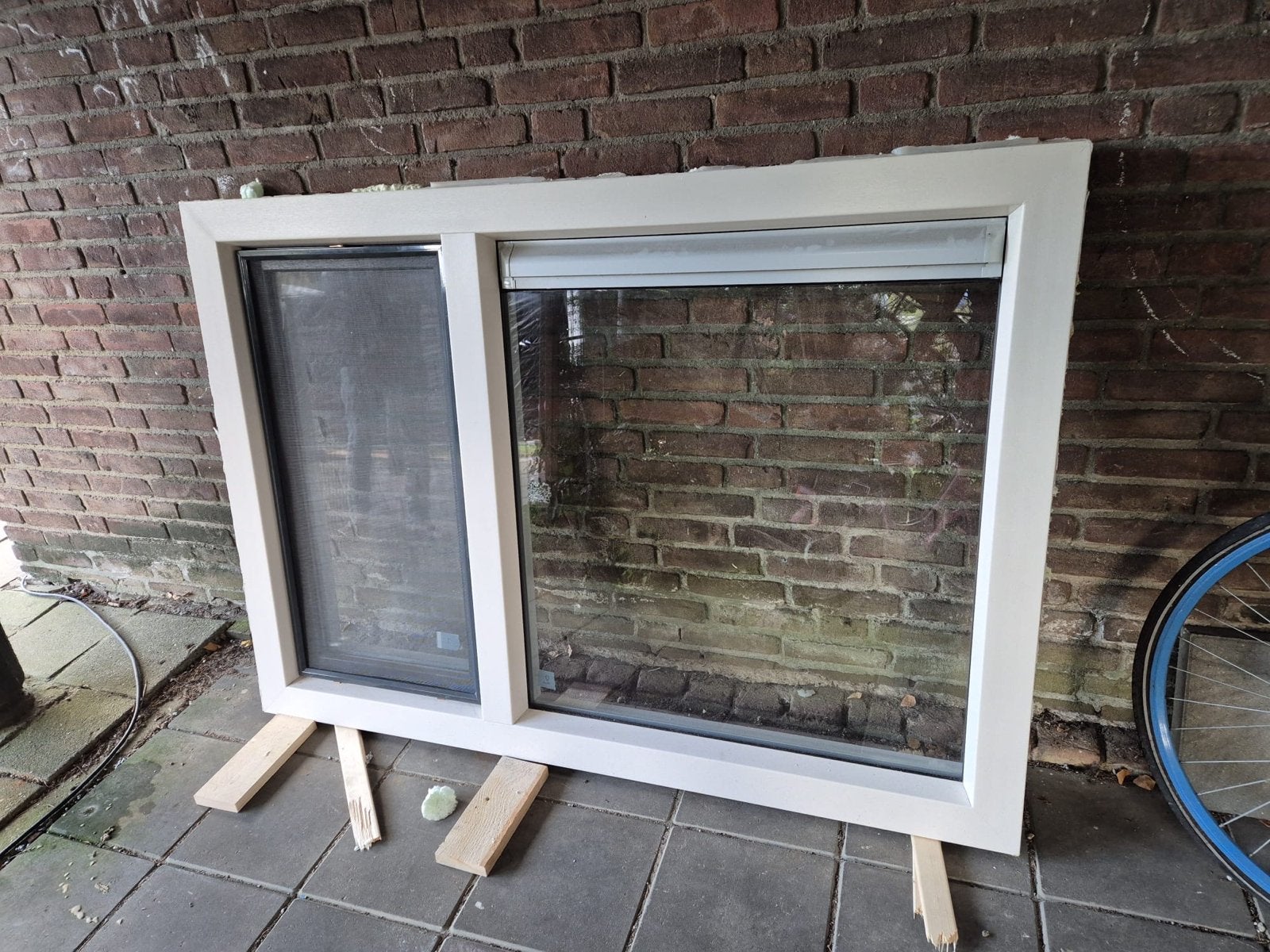 Kunststof kozijn met draaikiepraam, HR++ glas en hor, Ophalen, Gevelraam of Ruit, 80 tot 120 cm, Zo goed als nieuw