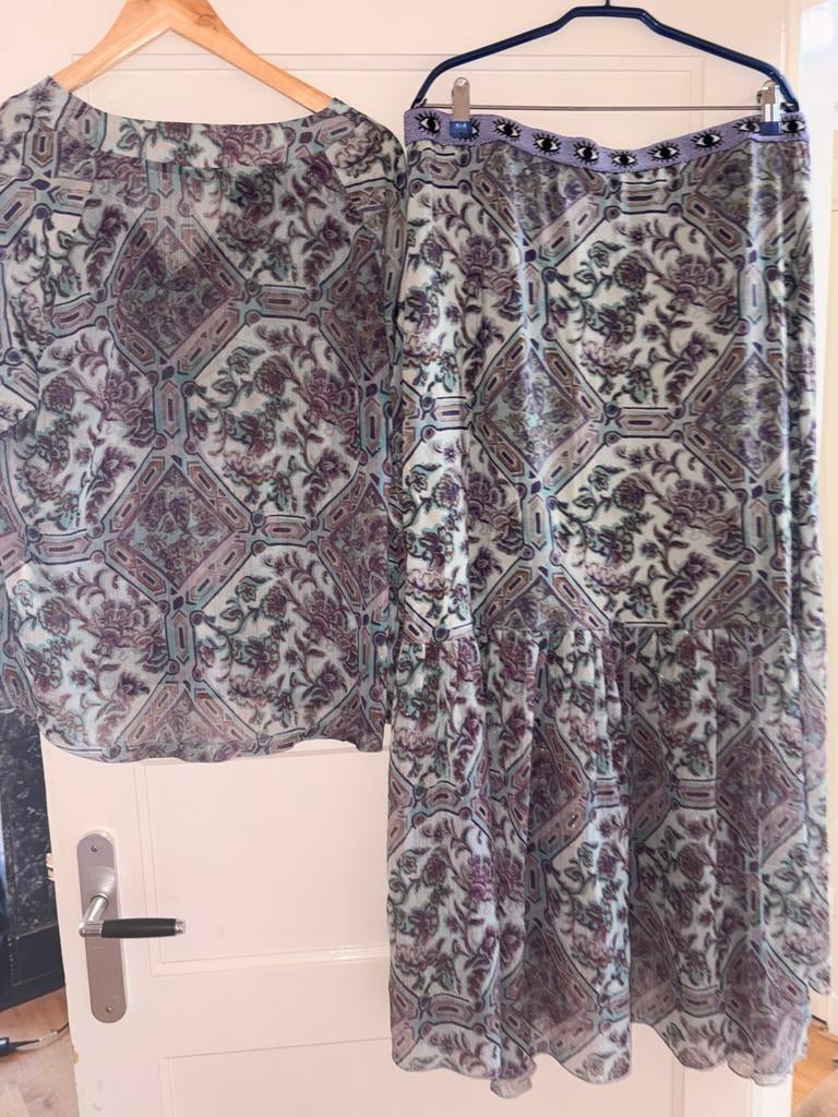 Unieke Tessa Koops set - Blouse en rok, Overige kleuren, Maat 42/44 (L), Ophalen of Verzenden, Zo goed als nieuw