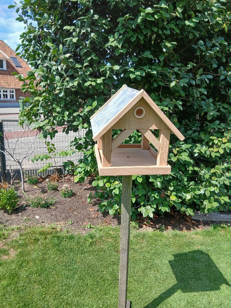 Vogelvoederhuis EIKEN  leistenen dak, Ophalen of Verzenden, Nieuw