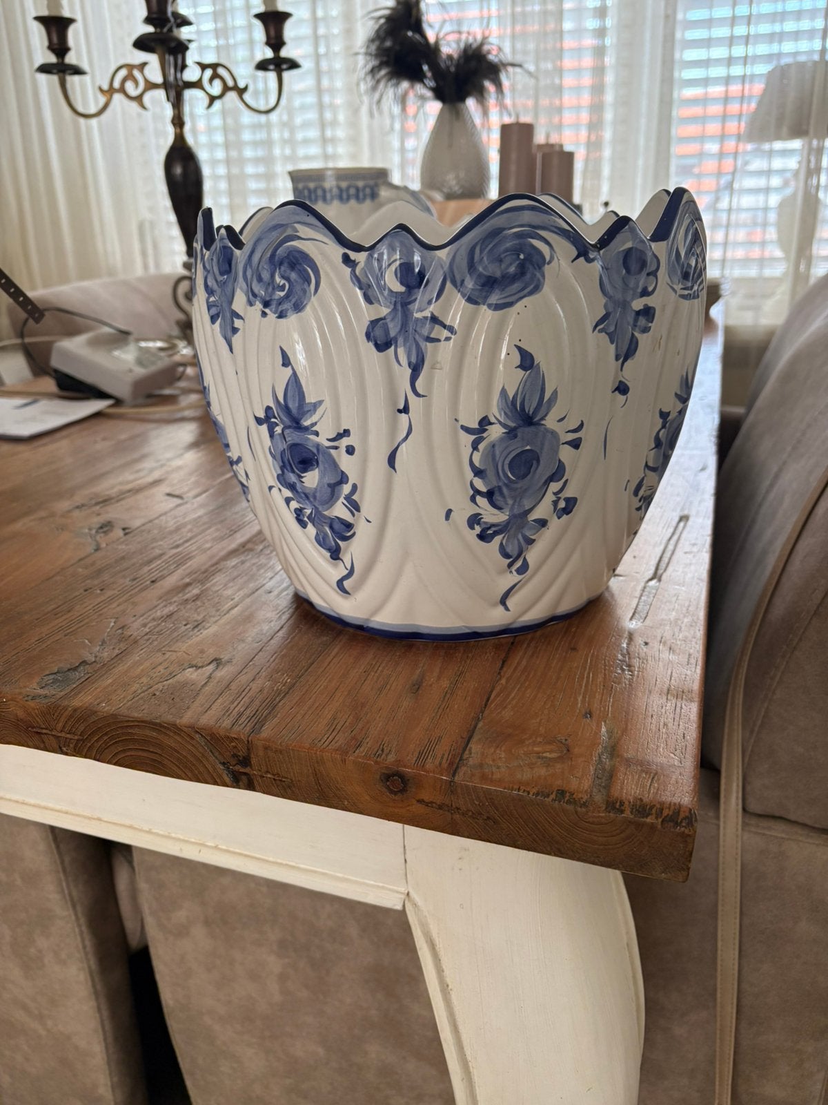 Cachepot jardiniere van jestal, Ophalen, Rond, Zo goed als nieuw, Aardewerk