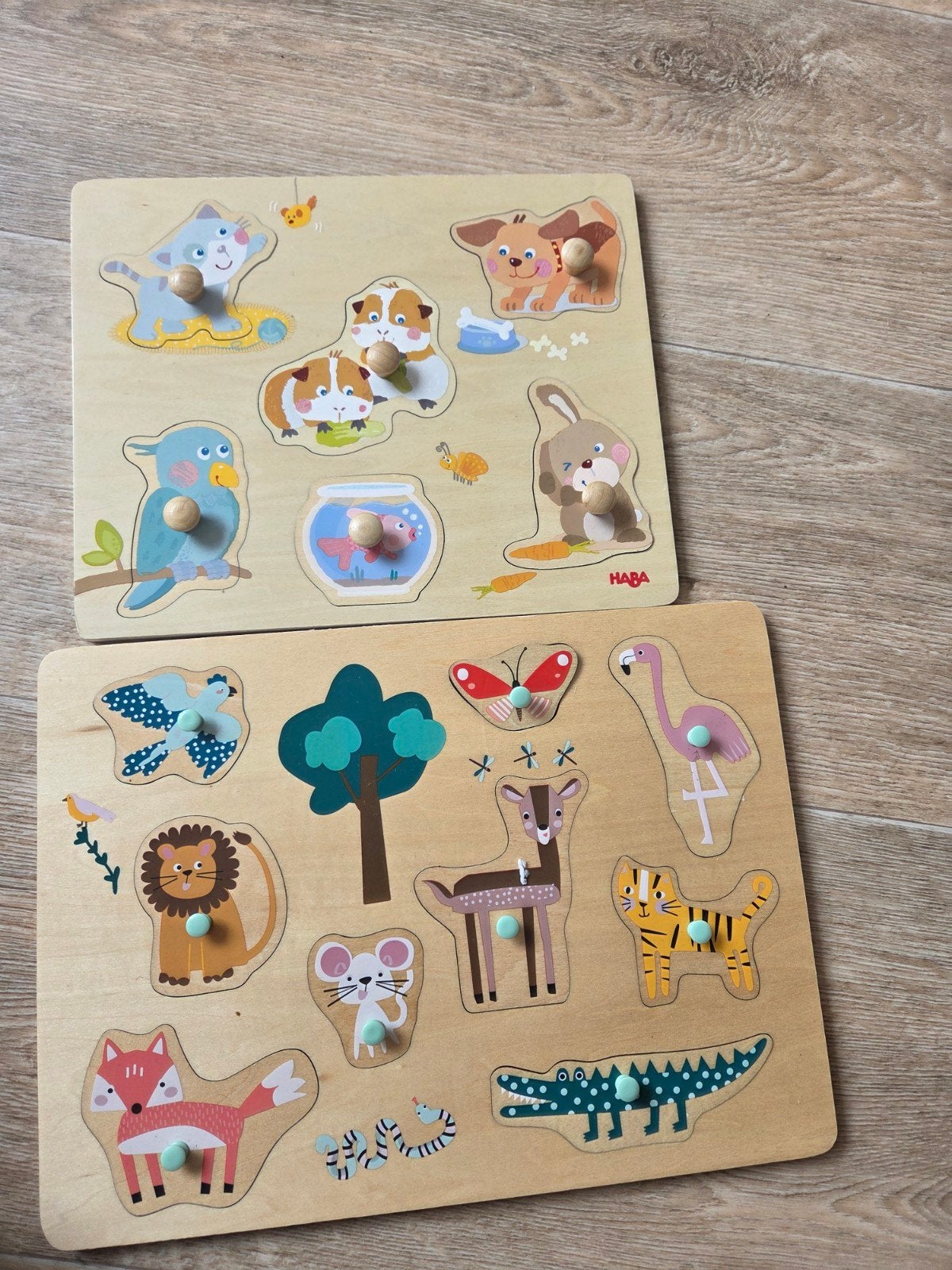 Houten Dieren Puzzels voor Kinderen (2 stuks), Ophalen, 2 tot 4 jaar, Gebruikt, 10 tot 50 stukjes