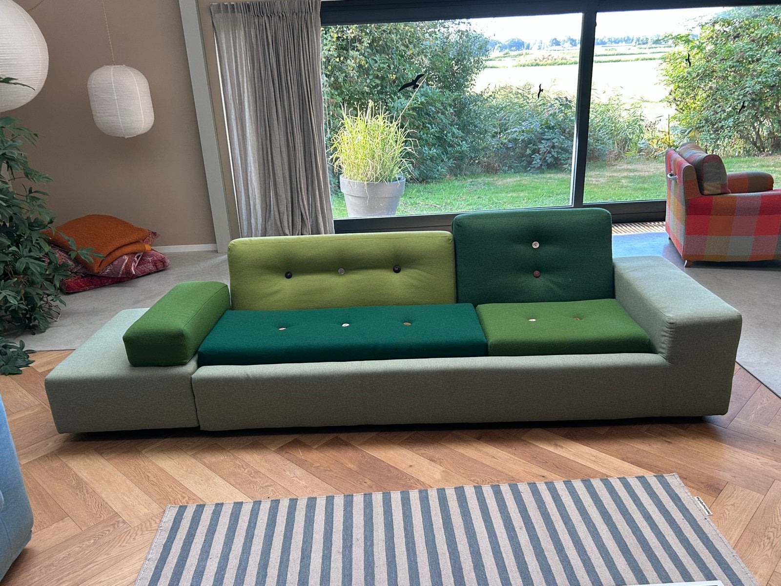 Groene Polder Sofa van Vitra, 250 tot 300 cm, 75 tot 100 cm, Ophalen of Verzenden, Zo goed als nieuw