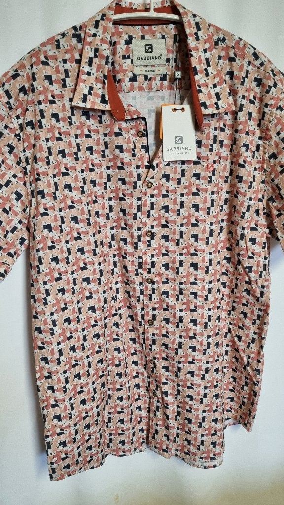 Heren overhemd blouse korte mouw merk Gabbiano XL nieuw Sale, -, -, Nieuw, -