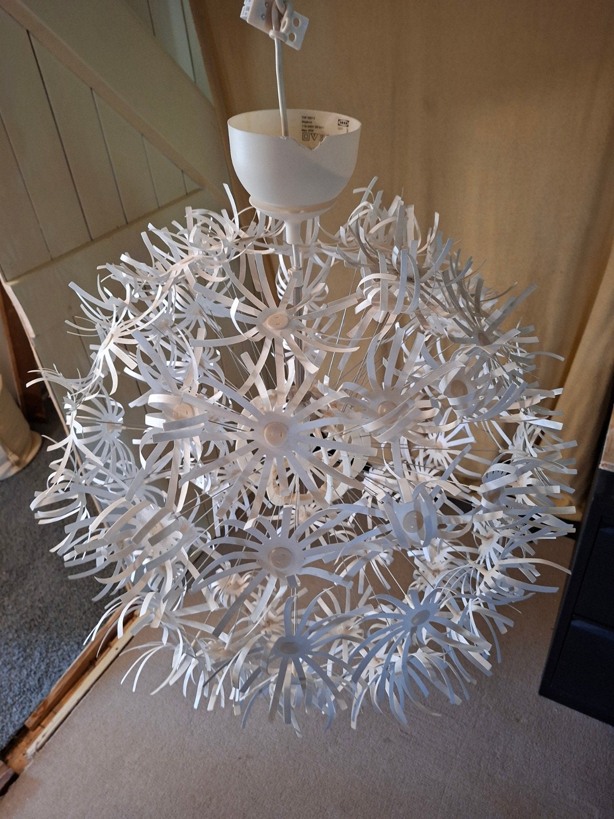 IKEA Maskros hanglamp - Witte designlamp, Ophalen, Kunststof, E27 (groot), Zo goed als nieuw