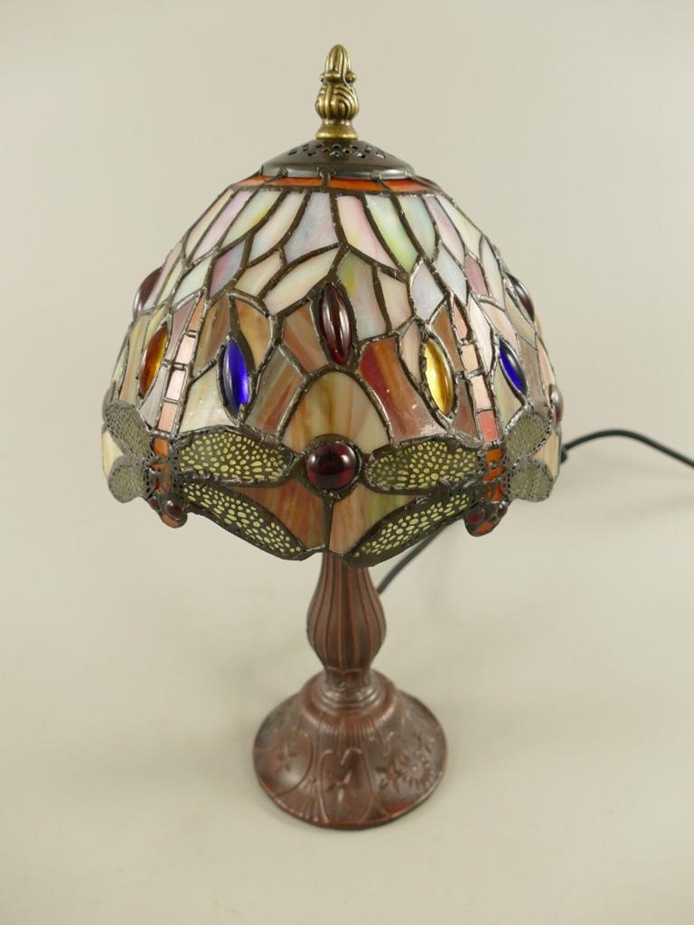 Tiffany Tafellamp Art Nouveau Libellen Glas-in-lood E14, Ophalen of Verzenden