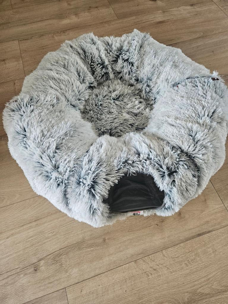 Friendly pet Kattentunnel poezenmand pluche met speeltunnel, Dieren en Toebehoren, Ophalen of Verzenden, Zo goed als nieuw, Speeltunnel