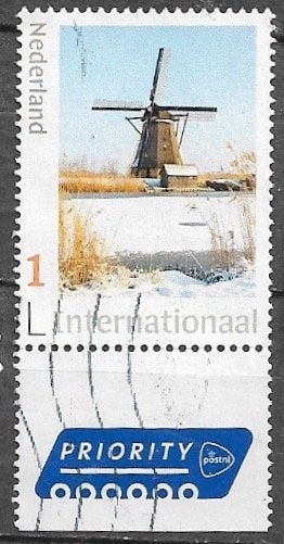 NL Internationaal 1 - Molen in de sneeuw 2025, Verzenden, Na 1940, Gestempeld