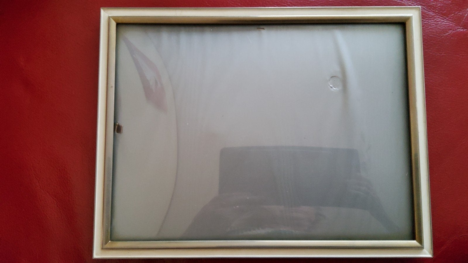 Groot antiek zilver kleur fotolijstje bol glas witte randen., Ophalen of Verzenden
