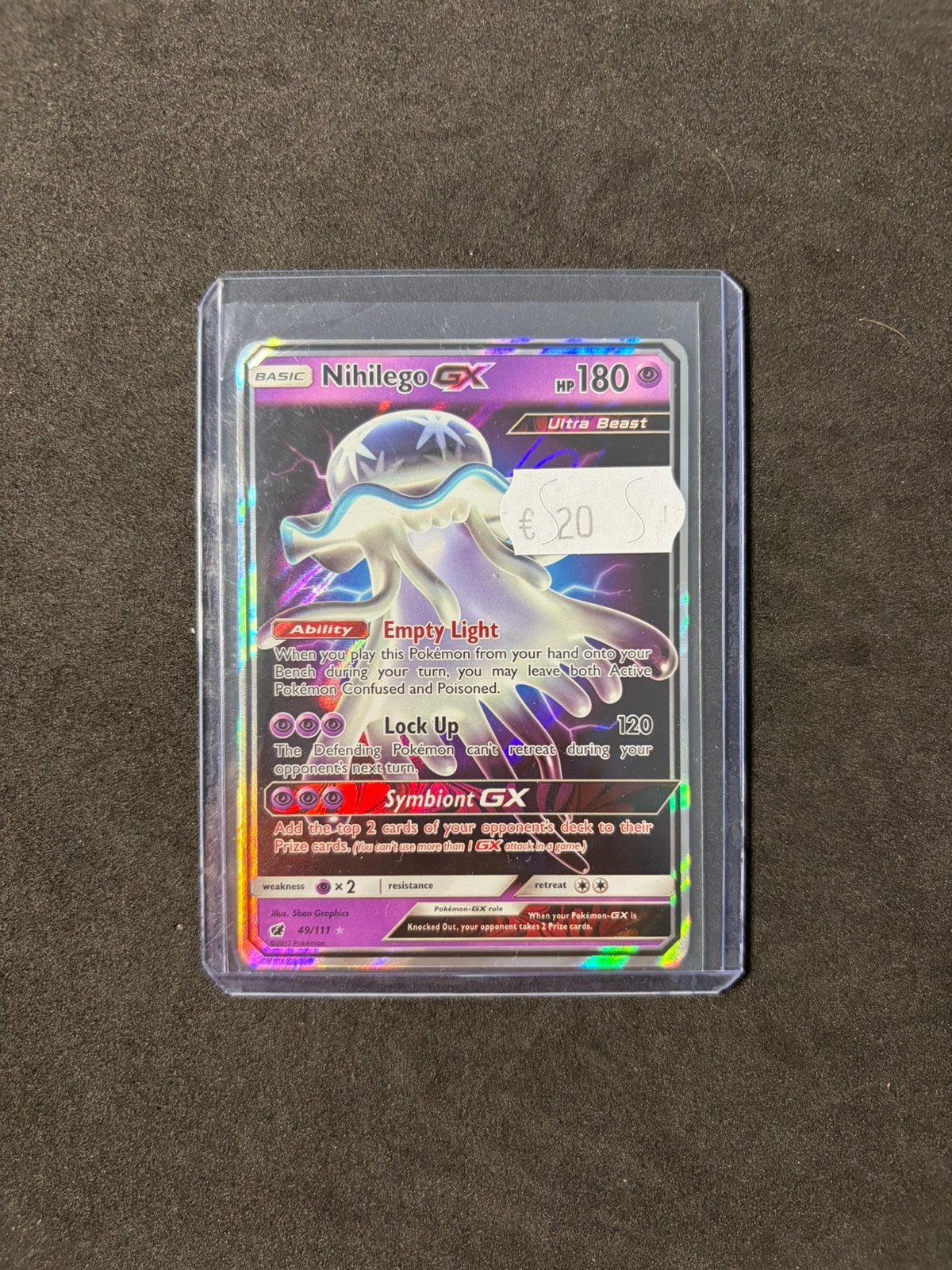 Pokemon kaart Nihilego 49 - Crimson invation - Ultra beast, Ophalen of Verzenden, Zo goed als nieuw, Losse kaart