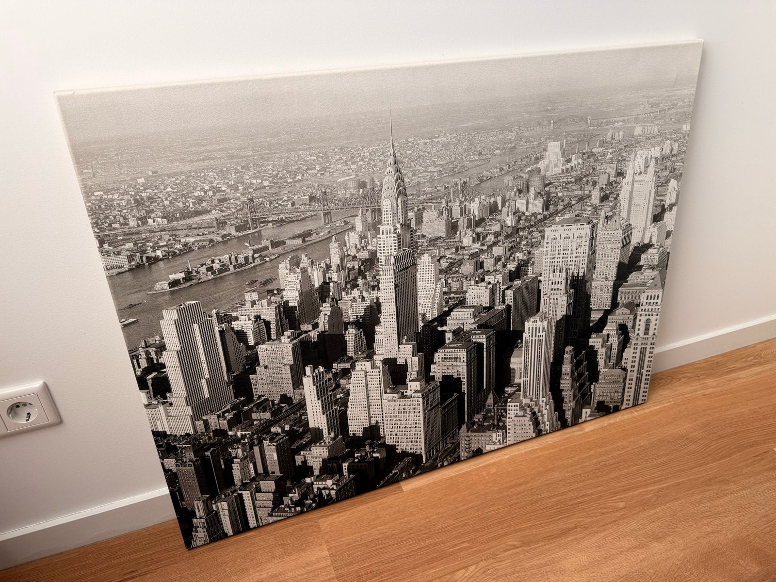 Canvas schilderij New York skyline zwart-wit, Ophalen, 50 – 75, 75 tot 100 cm, Print