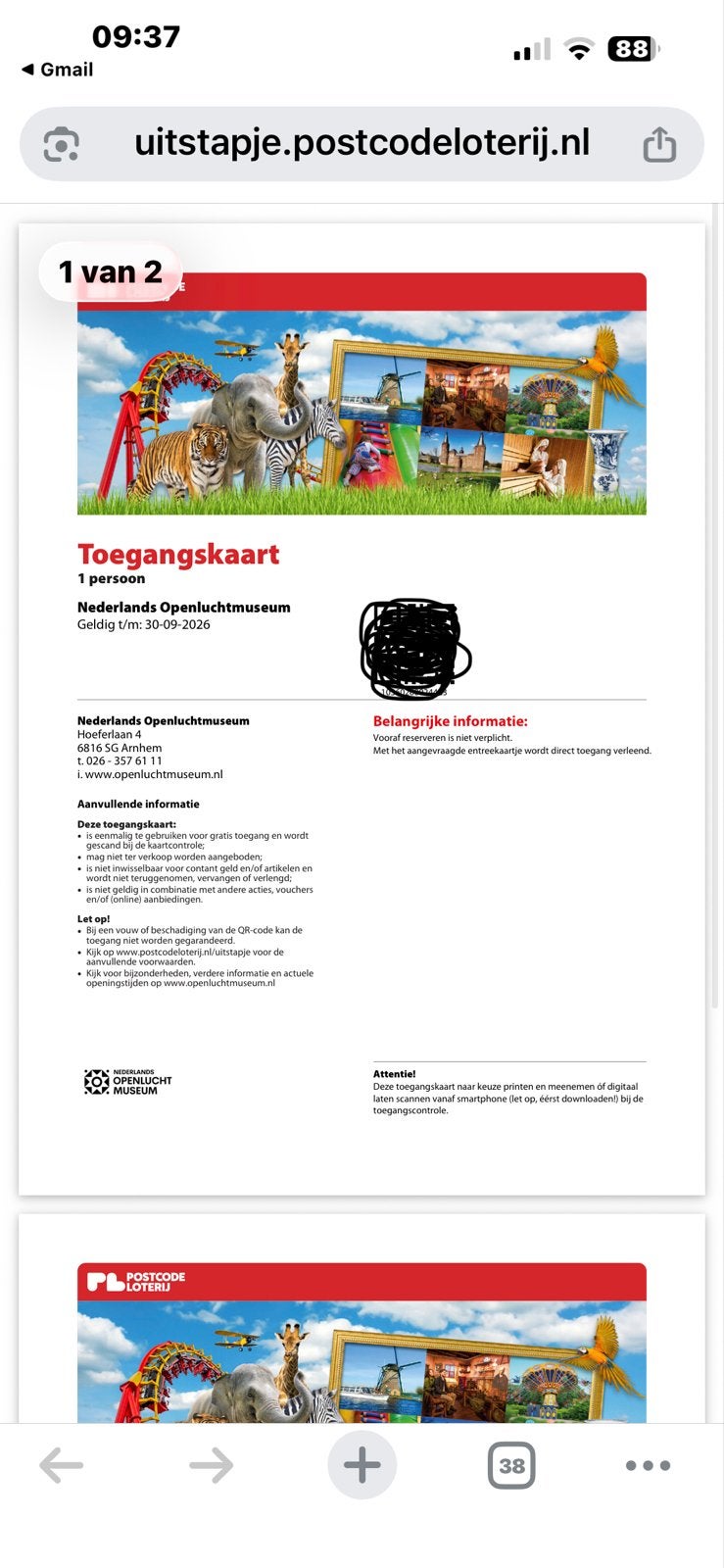 2 kaartjes openluchtmuseum geldig tot 30-09-2026, Tickets en Kaartjes