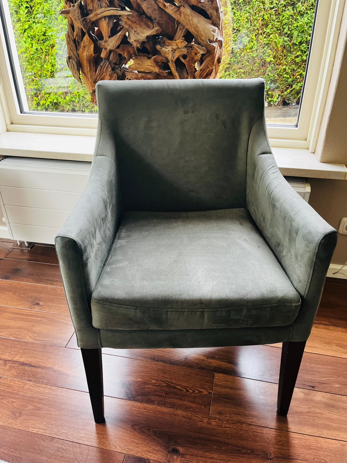Riverdale, 4 mooie Leeds tijdloze stoere eetkamerstoelen, Ophalen, Minder dan 75 cm, Zo goed als nieuw, Stof