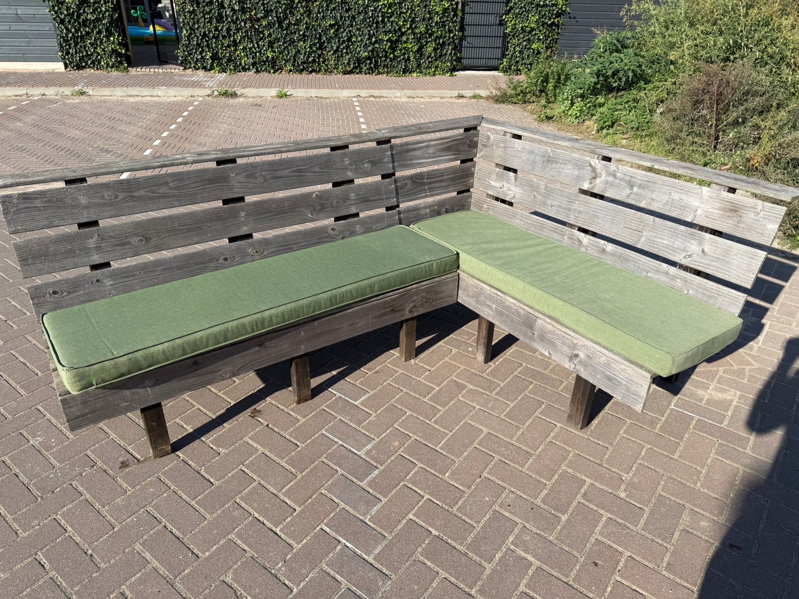 Loungebank met kussens 240x173x93, Ophalen, Zo goed als nieuw, Hout