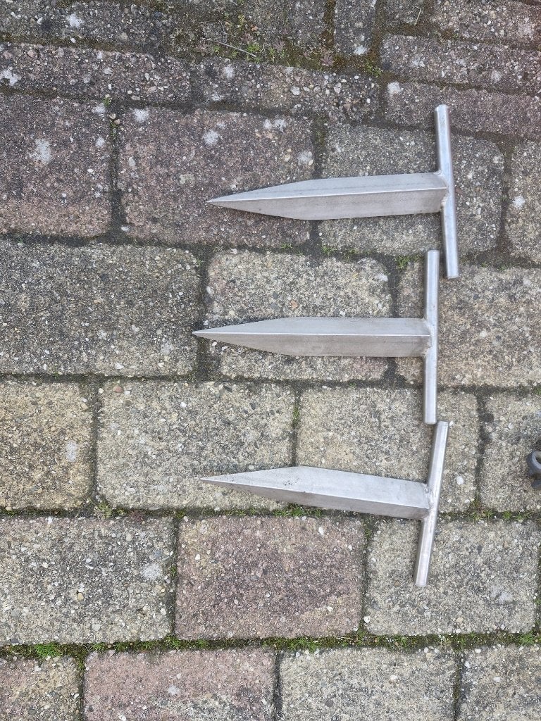 3x RVS meerpen voor boot 26,5 cm, Ophalen of Verzenden, Gebruikt
