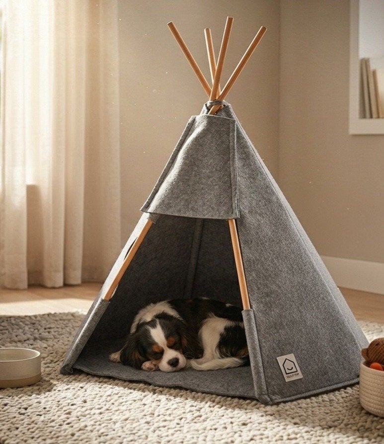Huisdieren tent tipitent hond/kat grijs vilt, Dieren en Toebehoren, Ophalen of Verzenden, Gebruikt, Stof