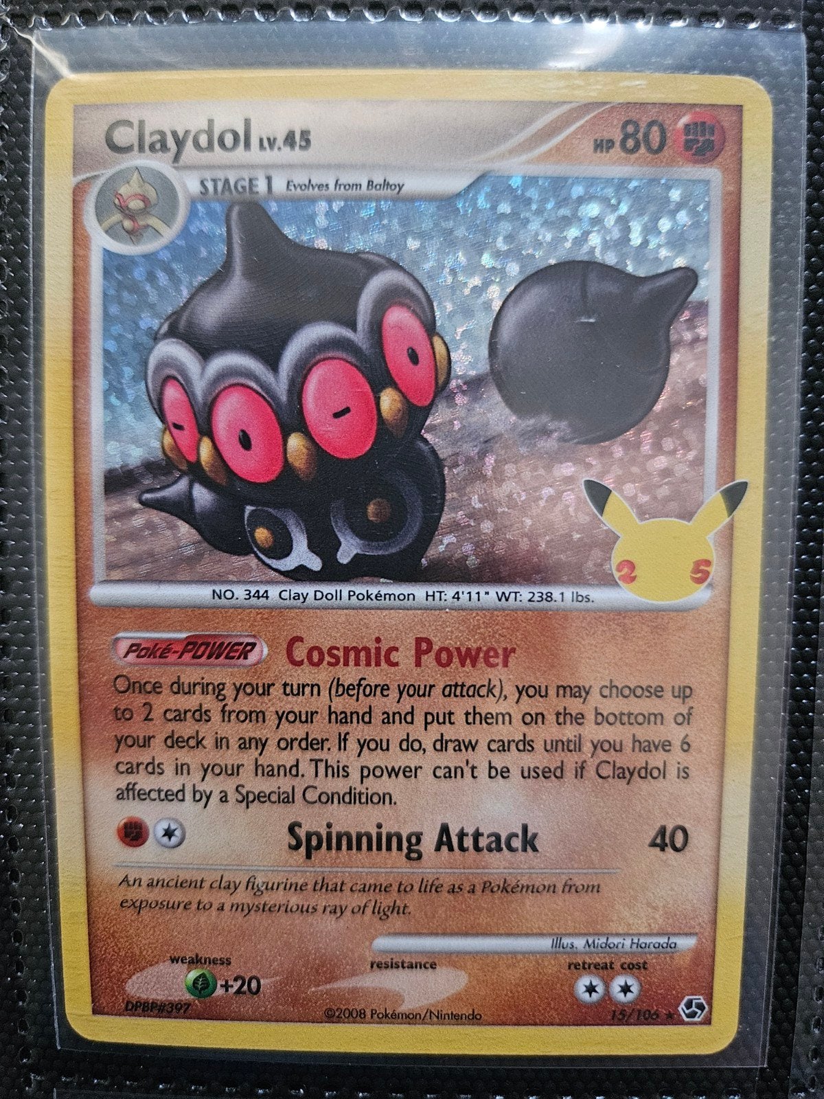 Pokemon Claydol Lv.45 15/106 Celebrations, Ophalen of Verzenden, Zo goed als nieuw, Losse kaart, Foil