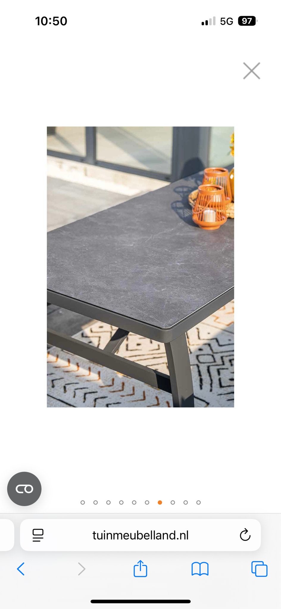 Low Dining Tuintafel 153x83x67 cm - Carbon Black/Ceramic, Tuin en Terras, Tuintafels, Ophalen, Nieuw, Rechthoekig, Overige materialen