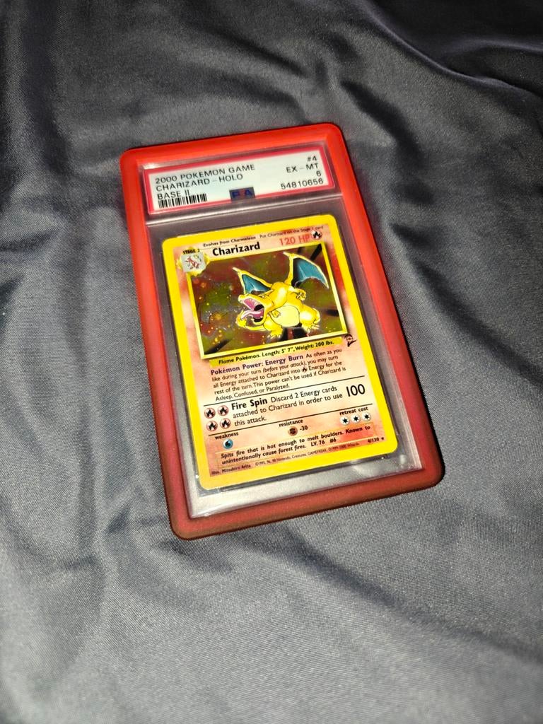 Charizard Pokémon kaart PSA 6 Graded Base Set 2, Ophalen of Verzenden, Zo goed als nieuw, Losse kaart