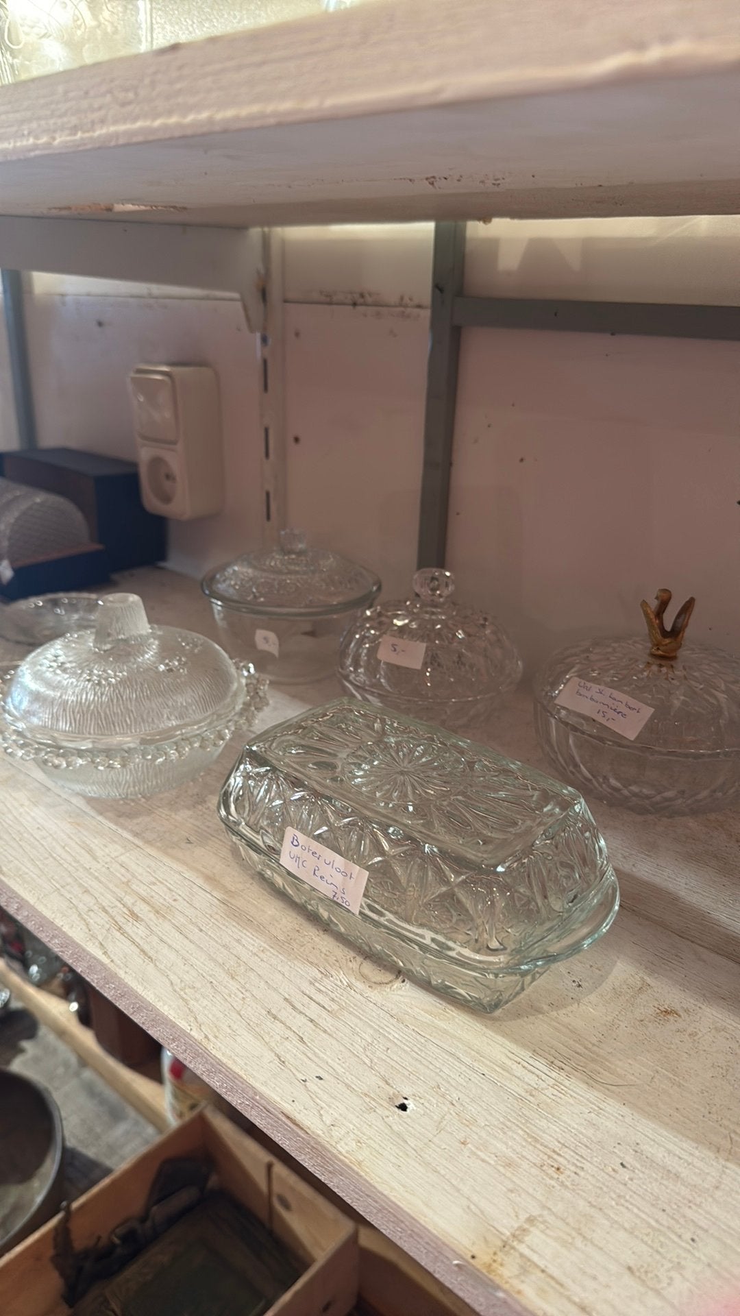 Glazen boter, jam, bonbon bakjes, Glas, Ophalen of Verzenden, Gebruikt