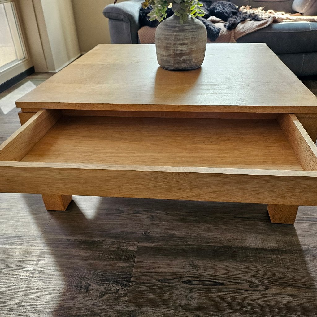 Blank eiken salontafel, Huis en Inrichting, Tafels | Salontafels, Ophalen, Gebruikt, 100 tot 150 cm, 50 tot 100 cm