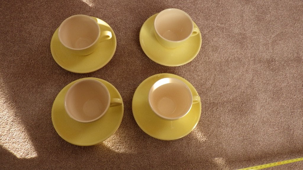 4 retro kop- en schotels van Douwe Egberts, Verzamelen, Ophalen of Verzenden, Huis en Inrichting