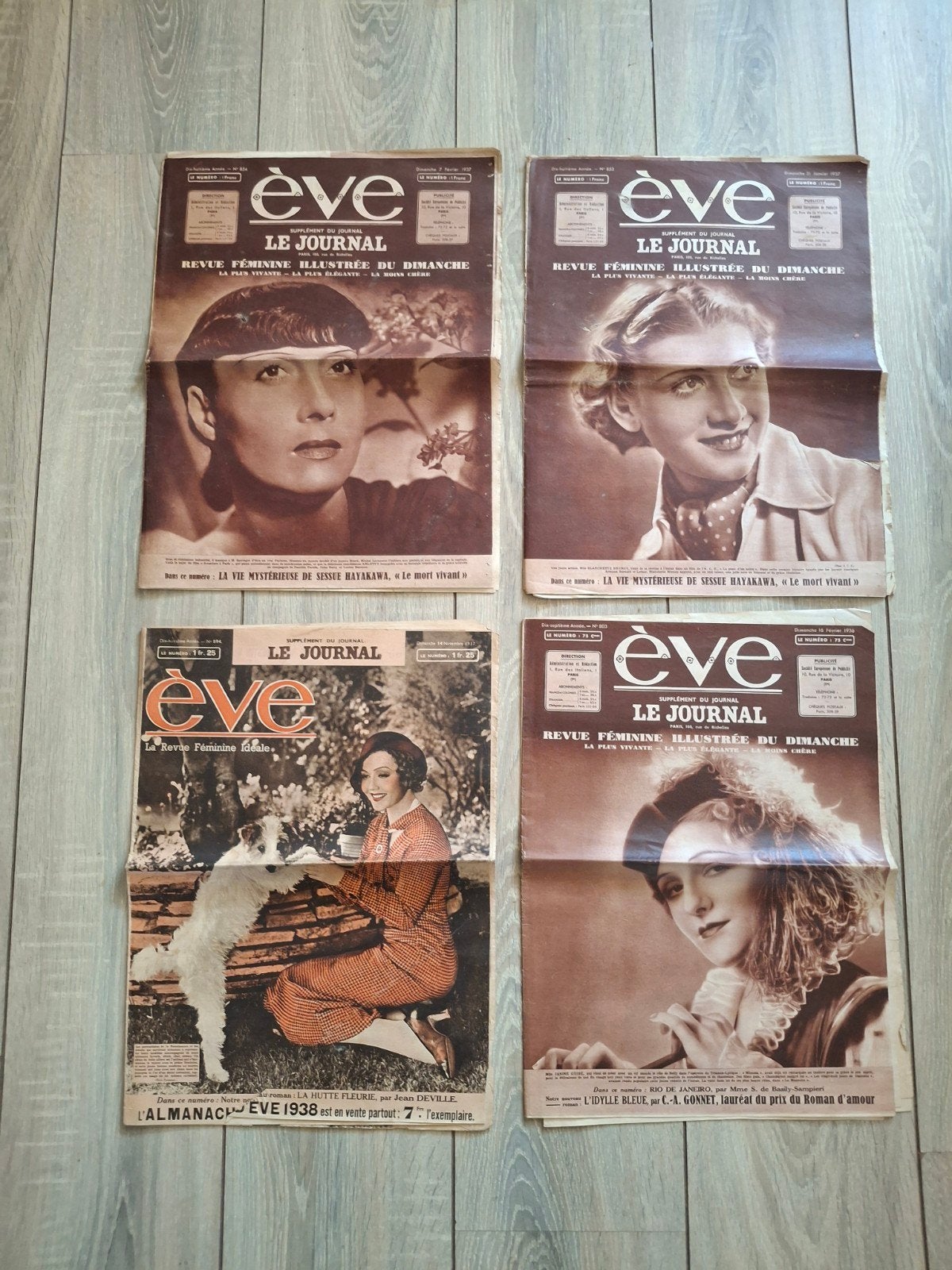 4 Zeldzame Franse vrouwen modebladen 'Eve'  uit 1937, Ophalen of Verzenden, Gelezen, Mode algemeen