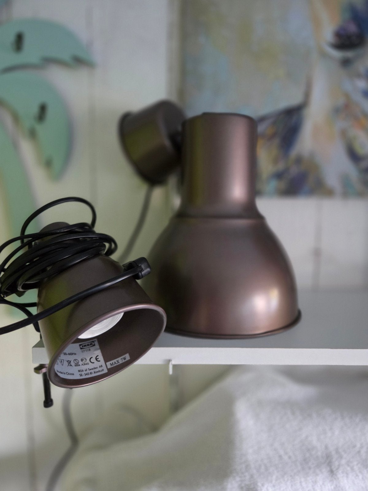 Ikea Hektar hanglamp en spotje brons, Zo goed als nieuw, Metaal, Modern, E27 (groot)