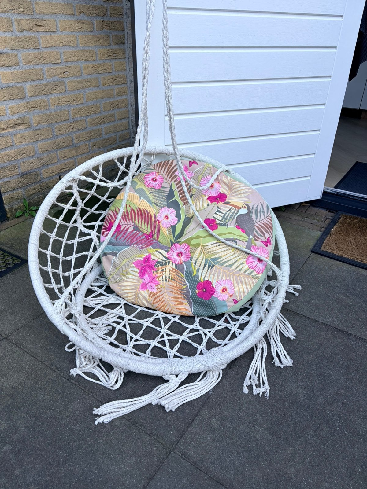 Hangstoel met kussen, Tuin en Terras, Hangmatten, Ophalen, Gebruikt, Eenpersoons, Binnen