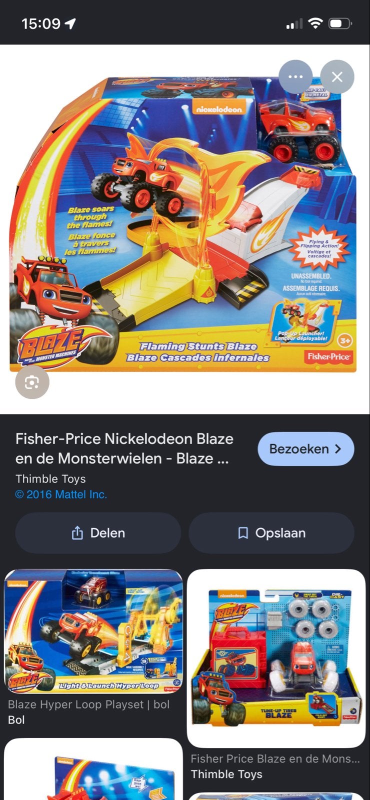 Blaze en de Monsterwielen Racebaan met Blaze auto en speelkl, Overige merken, Ophalen of Verzenden, Racebaan, Gebruikt