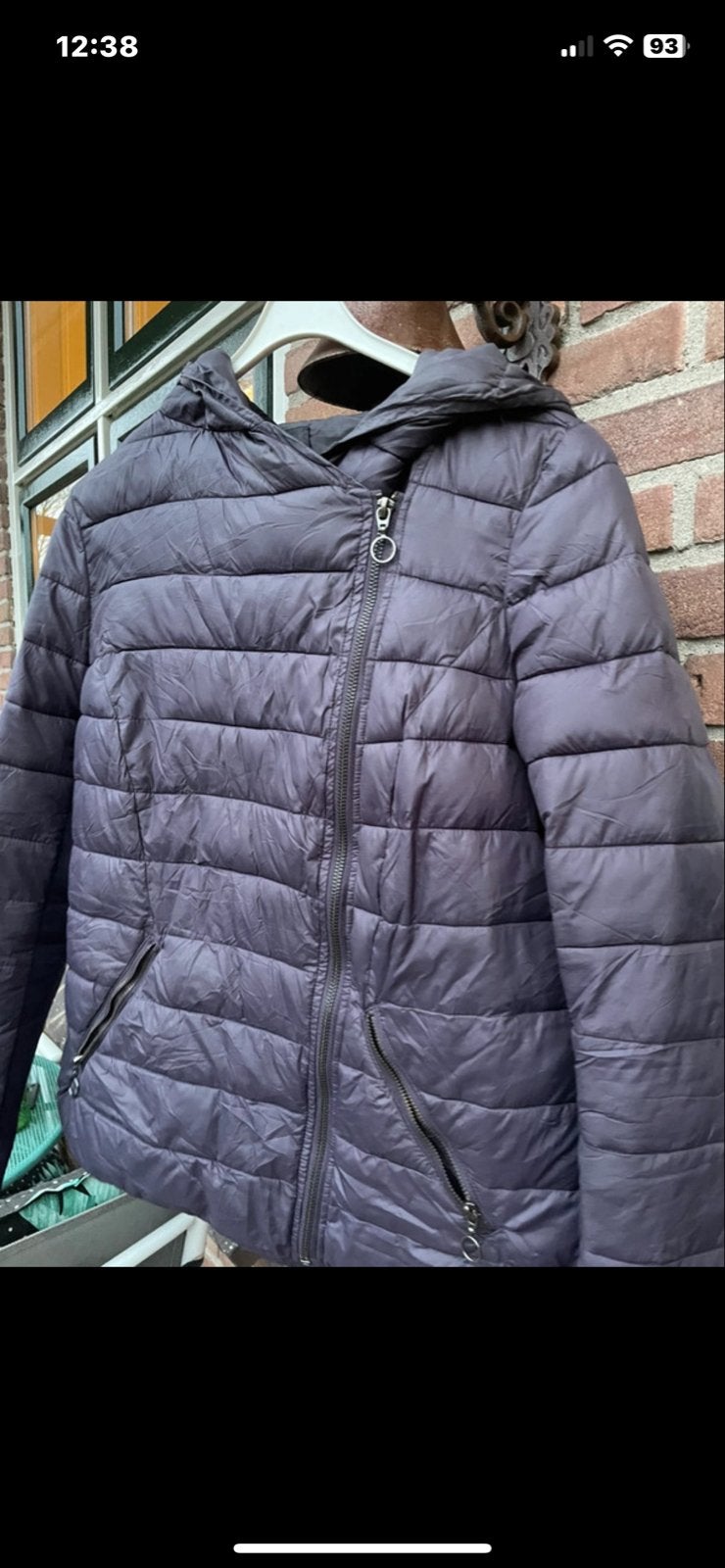Promod paarse winterjas met capuchon en schuine rits, Kleding | Dames, Ophalen of Verzenden, Zo goed als nieuw, Paars